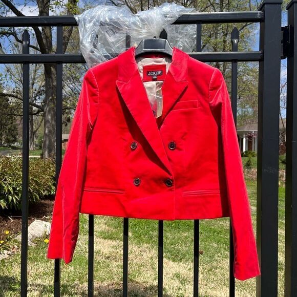 J Crew Cropped Double Breasted Velvet Blazer NWT - Picture 7 of 10